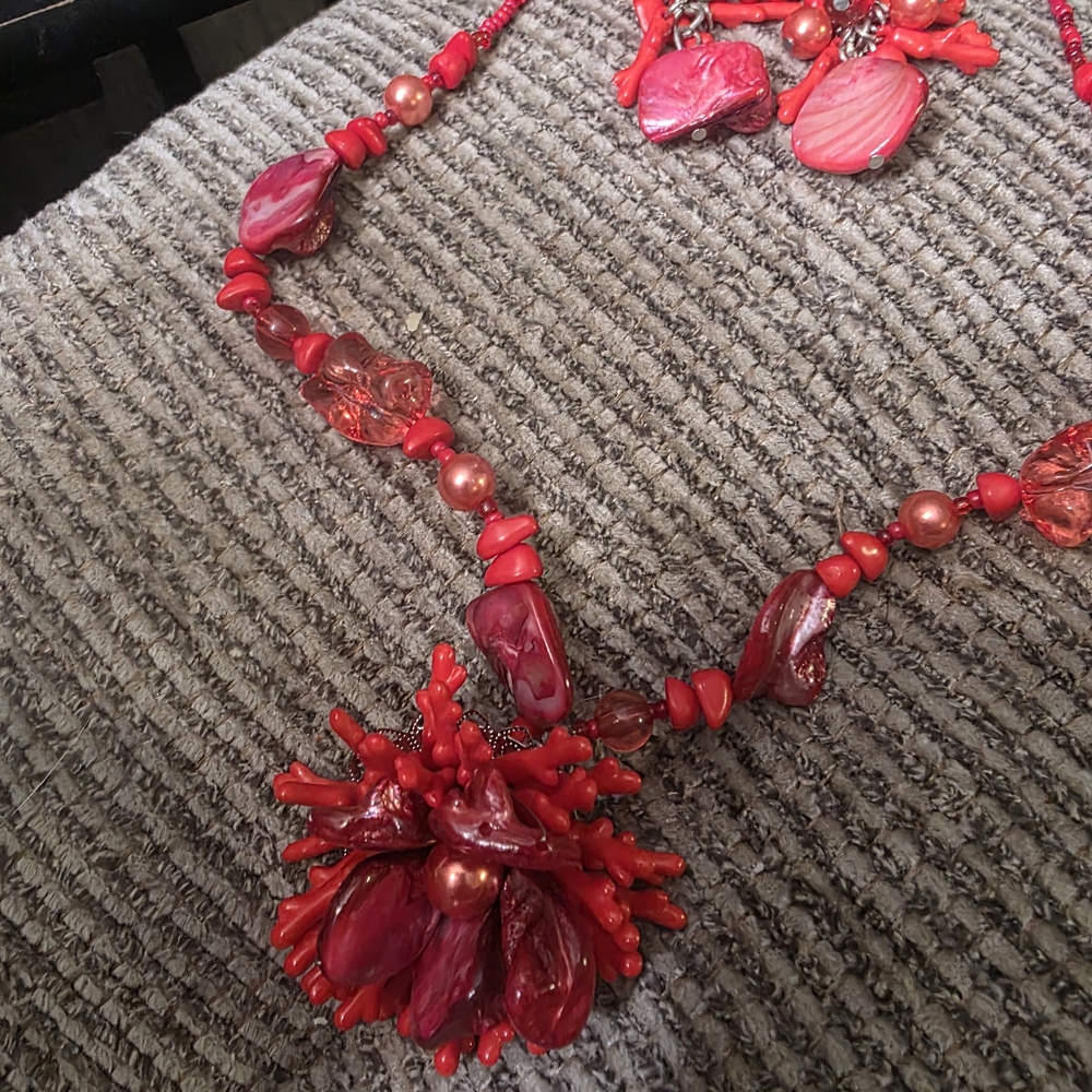 Fashion Bug Vibrant Red Coral Necklace
